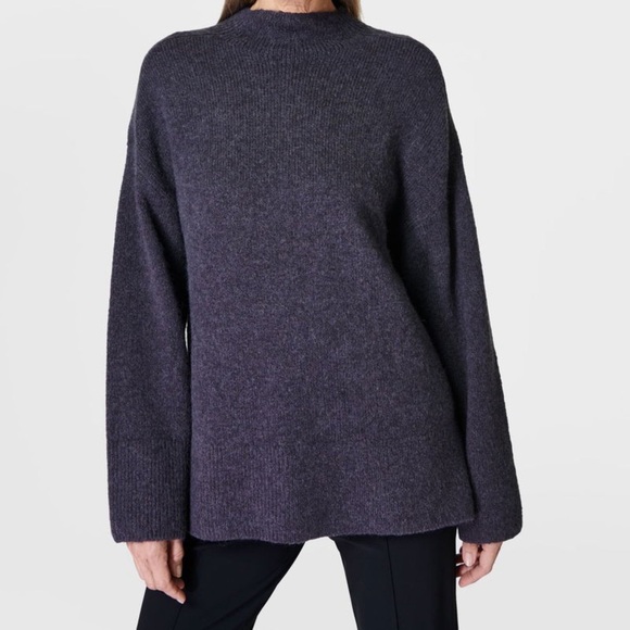 Sweaty Betty Pinnacle Wool Blend Funnel Neck Sweater Size XS - Urban Grey - NWT - Picture 1 of 12